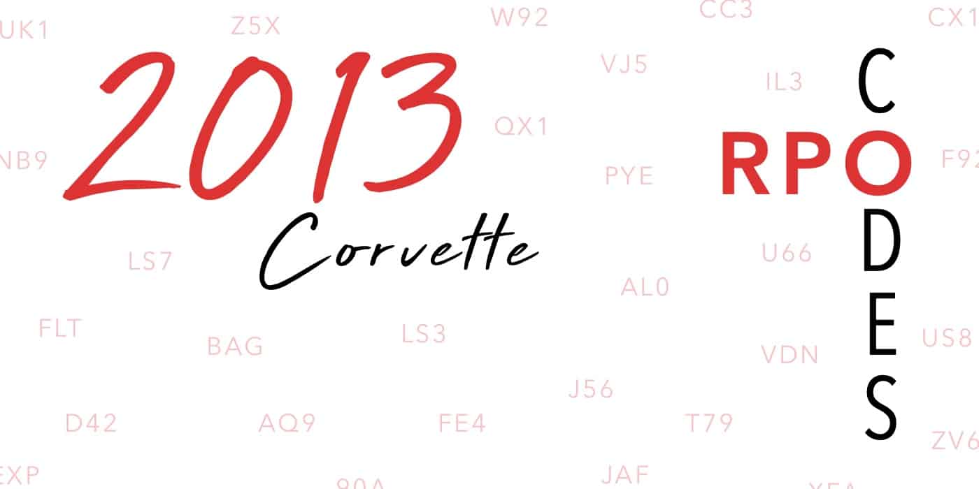 2013 Corvette RPO Codes Banner