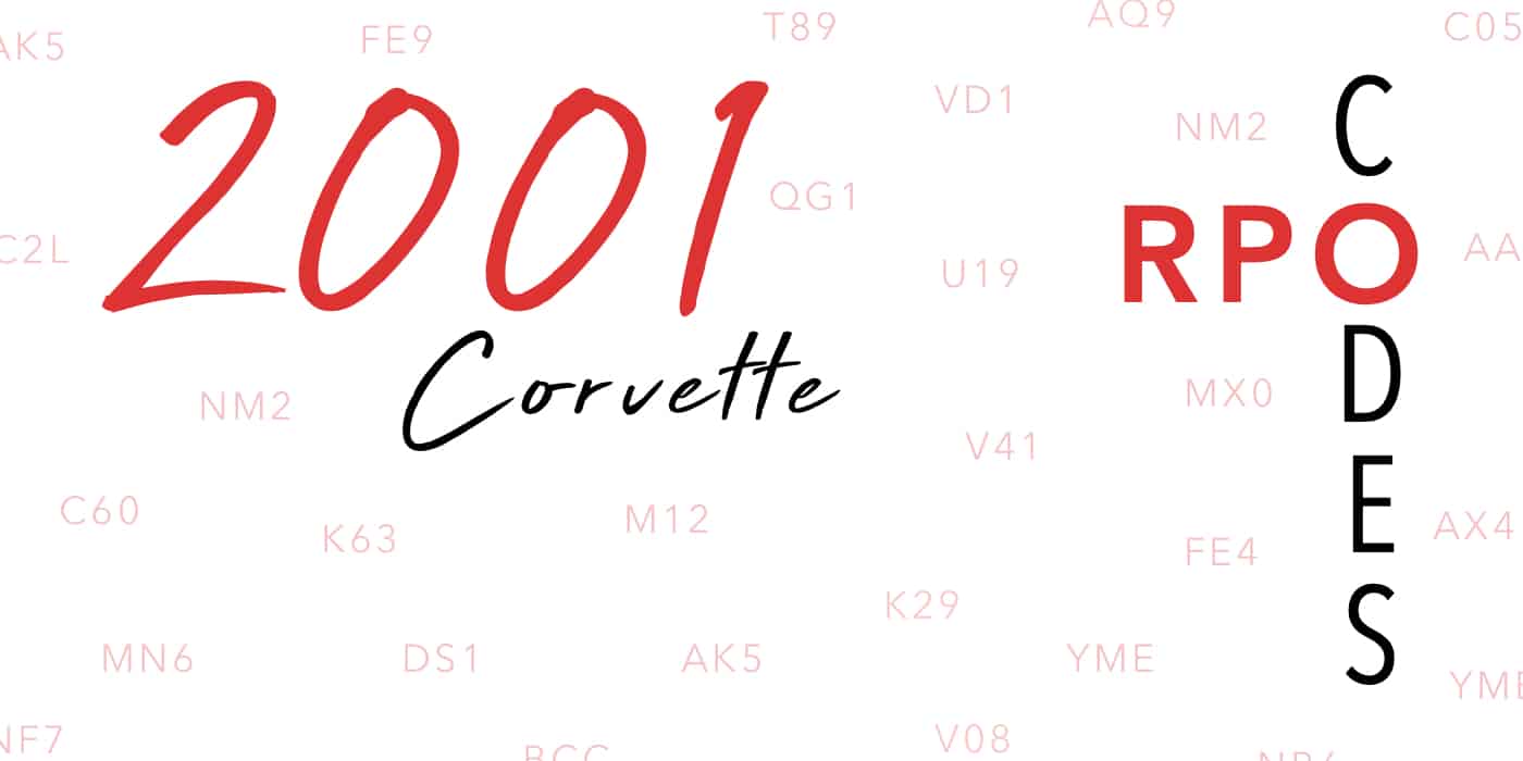 2001 Corvette RPO Codes Banner