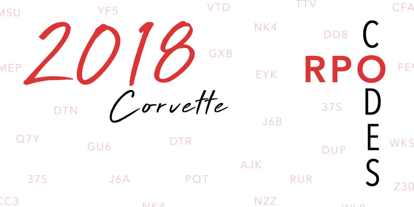 2018 Corvette RPO Codes Banner