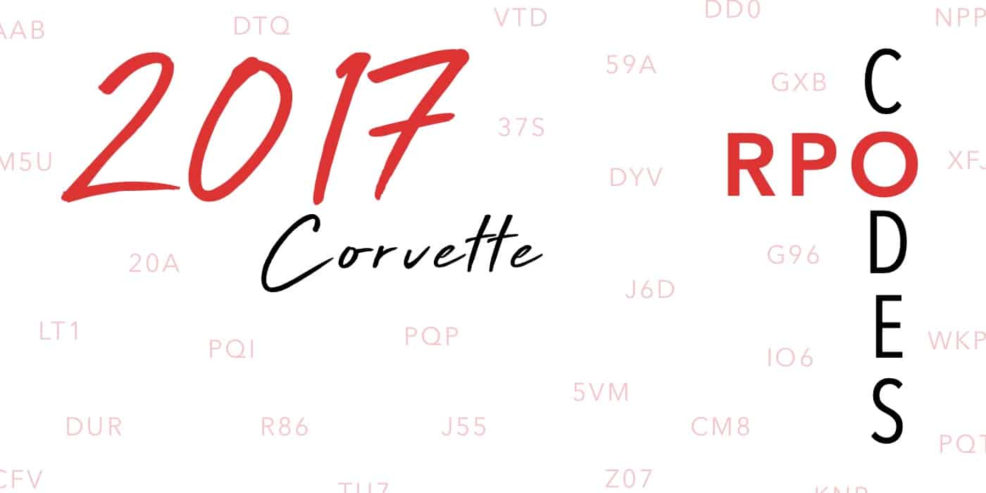 2017 Corvette RPO Codes Banner