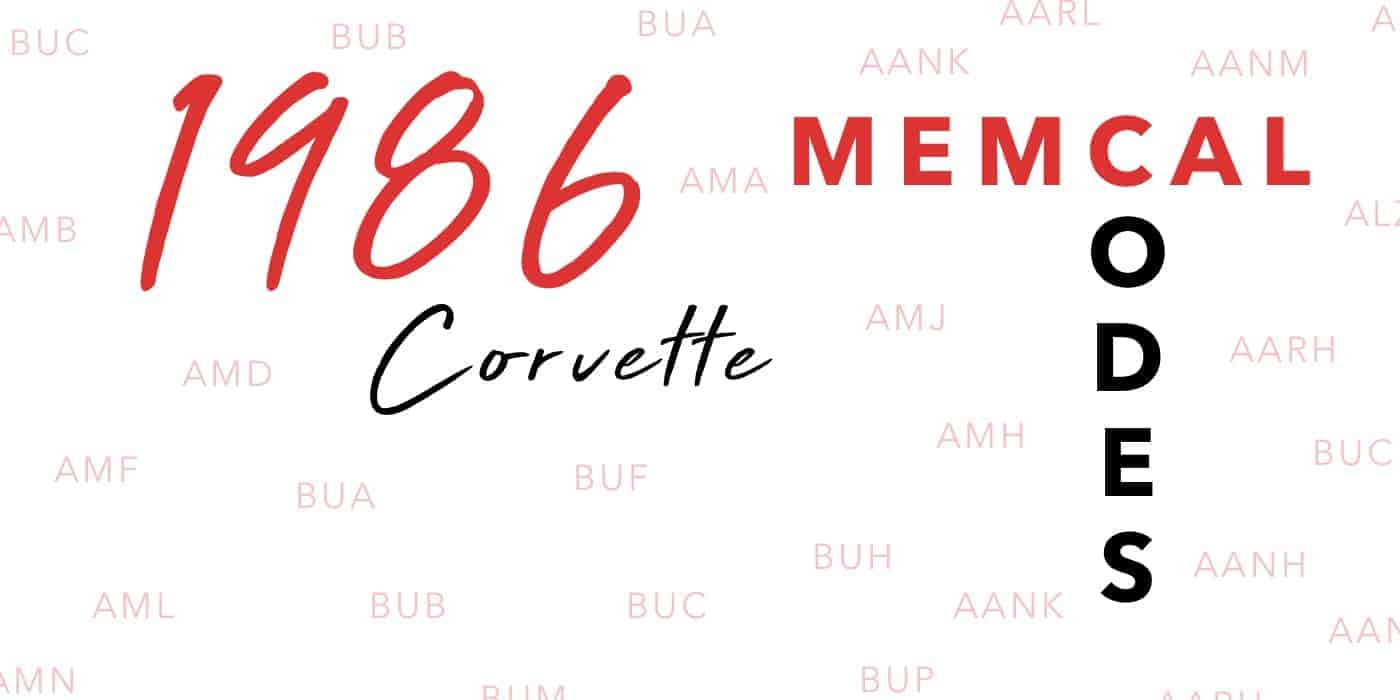 1986 Corvette Memcal Chip Codes