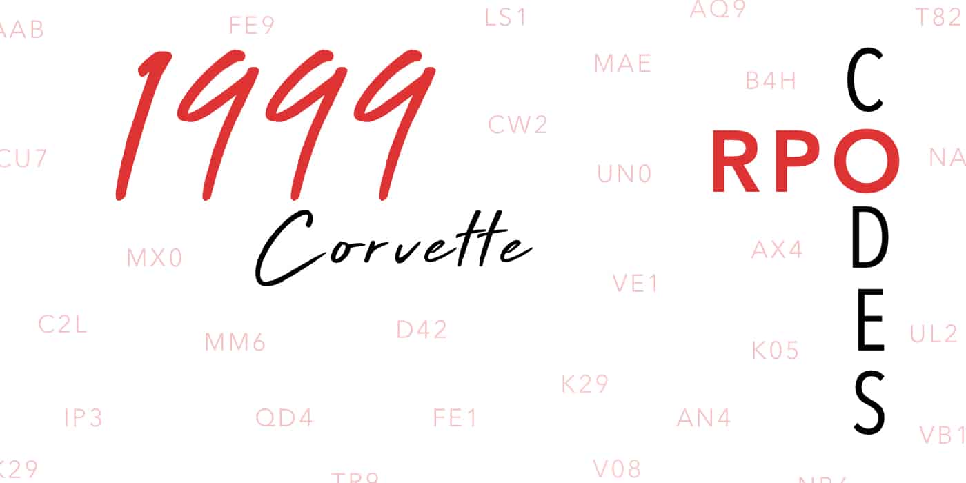 1999 Corvette RPO Codes Banner