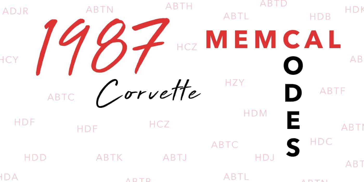 1987 Corvette Memcal Chip Codes