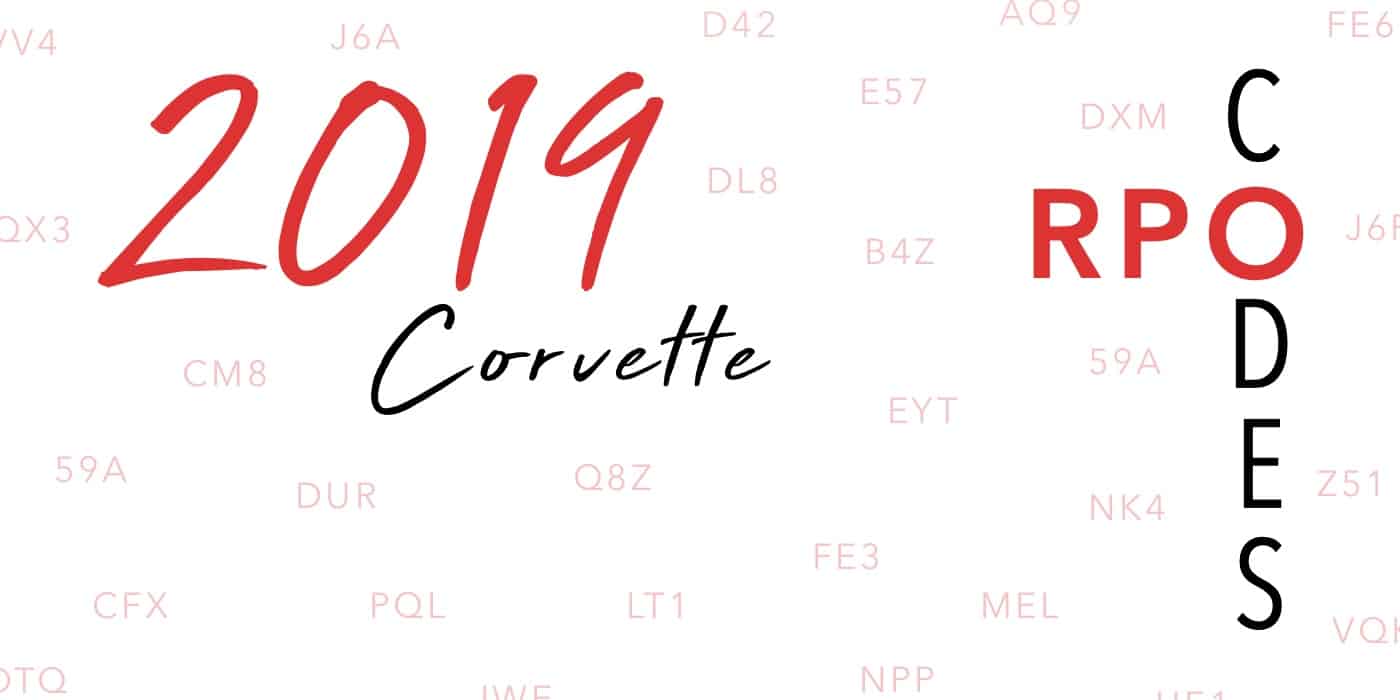 2019 Corvette RPO Codes Banner