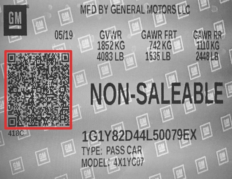 Corvette QR Code - Certification Label