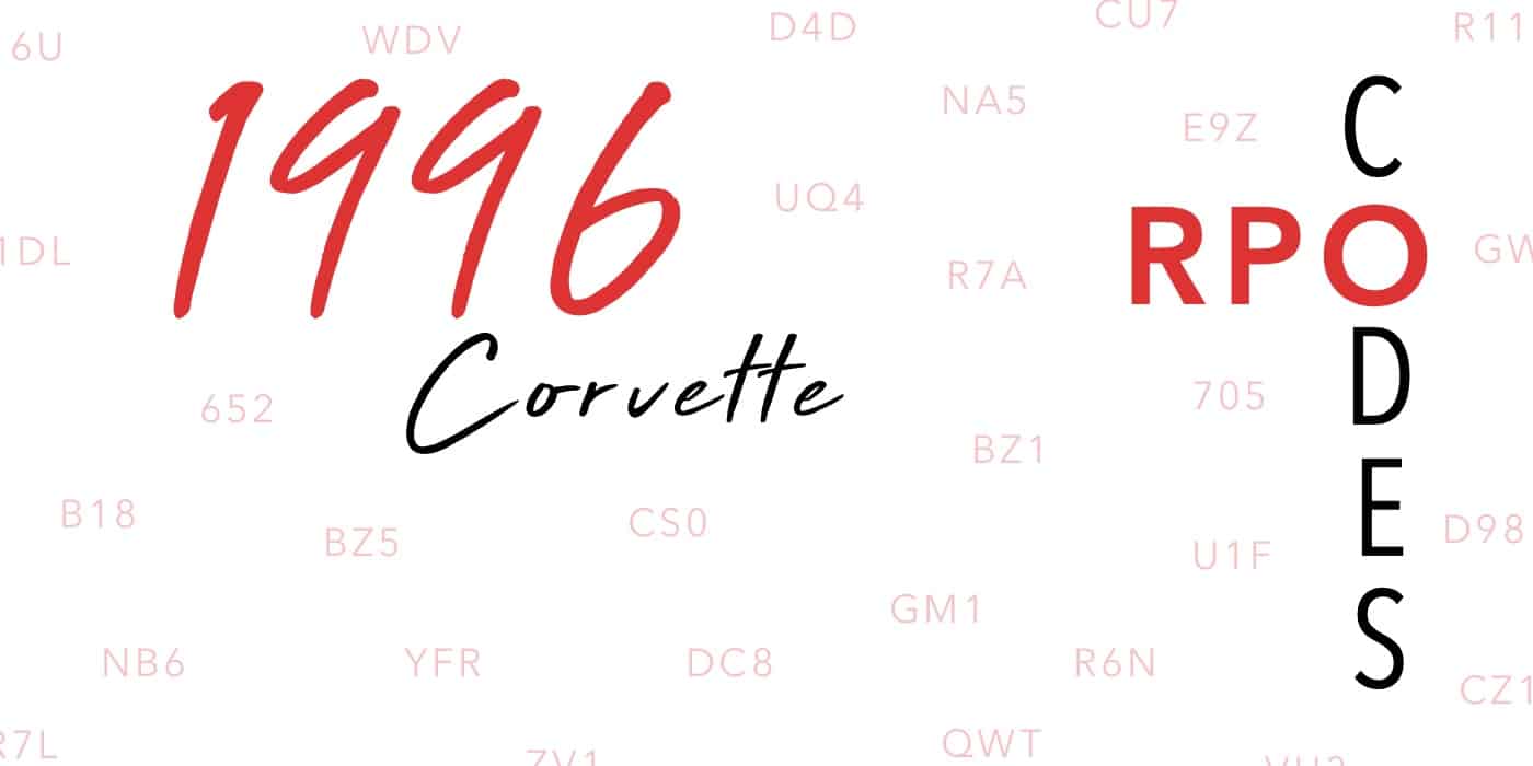 1996 Corvette RPO Codes