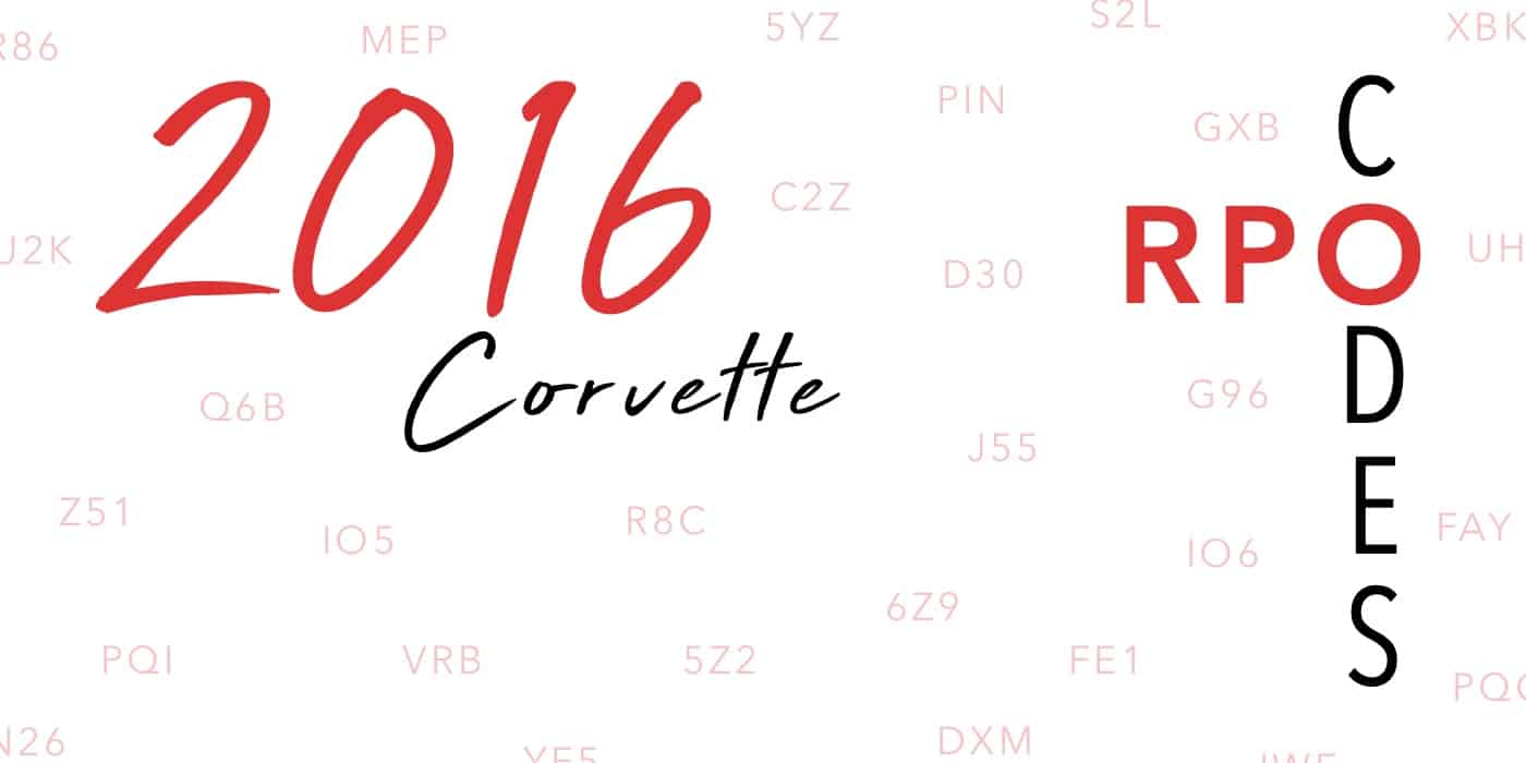 2016 Corvette RPO Codes Banner